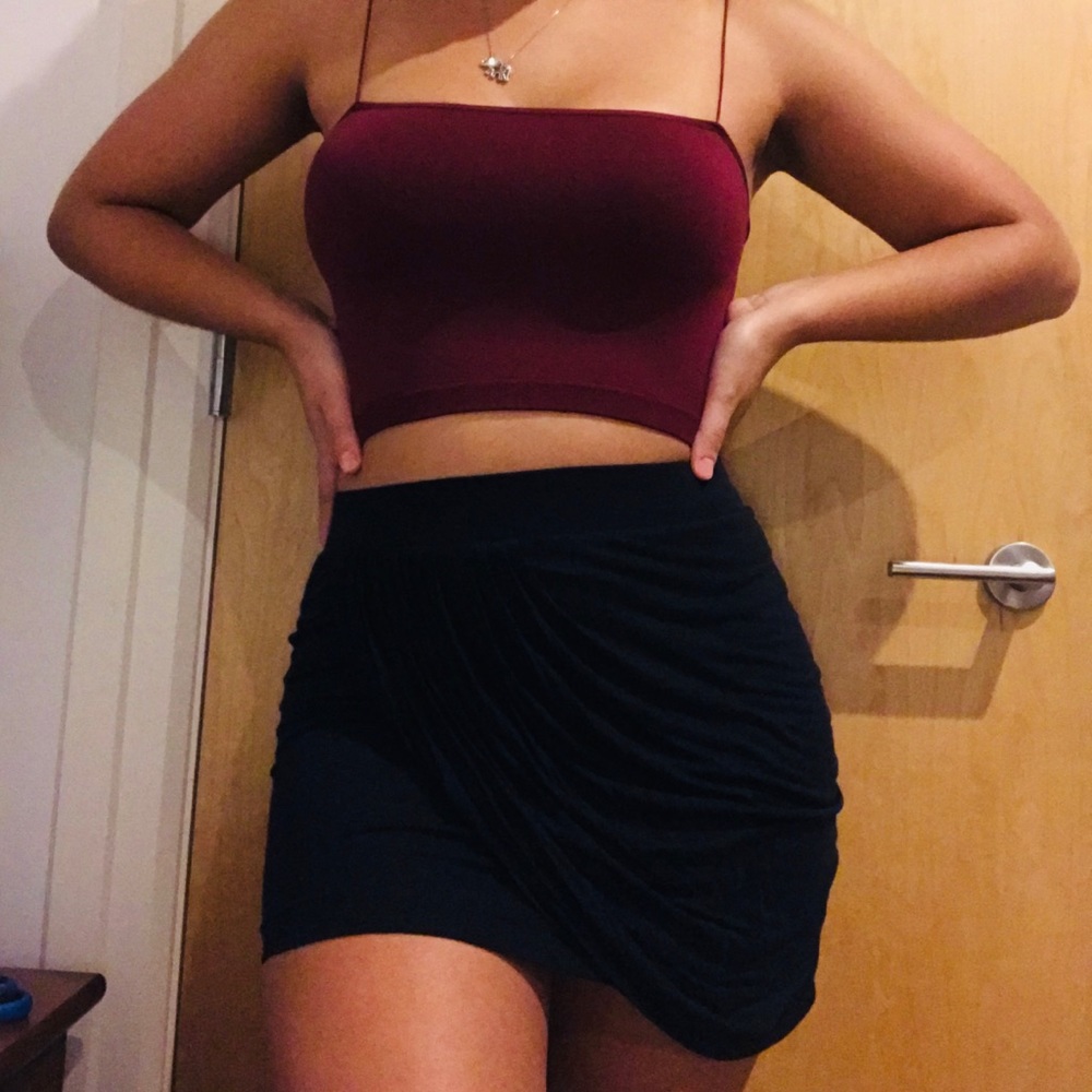 NWOT Black Draped Mini Skirt